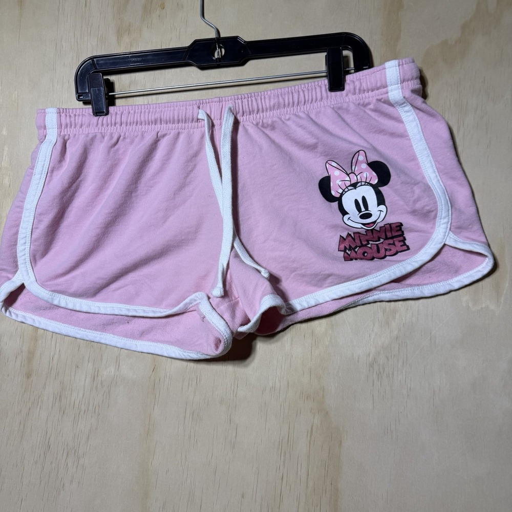 Disney Minnie Mouse Women’s XL 15/17 Pink Lounge Shorts Dolphin Hem Y2K